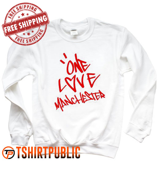 New Ladies Printed Celeb Concert Baggy ONE LOVE MANCHESTER Sweatshirt Dress TOP