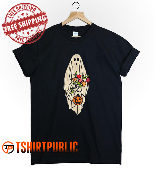 Vintage Floral Ghost Pumpkin Halloween Costume T Shirt Free Shipping